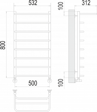 Полка П8 500х800  Полотенцесушитель  TERMINUS Сосновый Бор - фото 3
