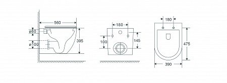 Подвесной унитаз безободковый Terminus Енисей Монолит 560х390 белый Сосновый Бор - фото 8